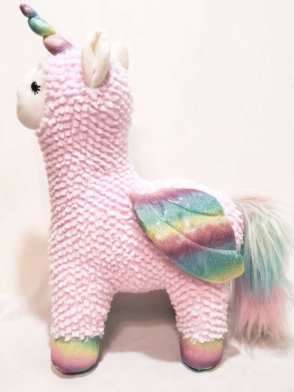 Pink Llama Alpaca Unicorn Pegasus Rainbow Wings Plush Stuffed Animal 18" Gund